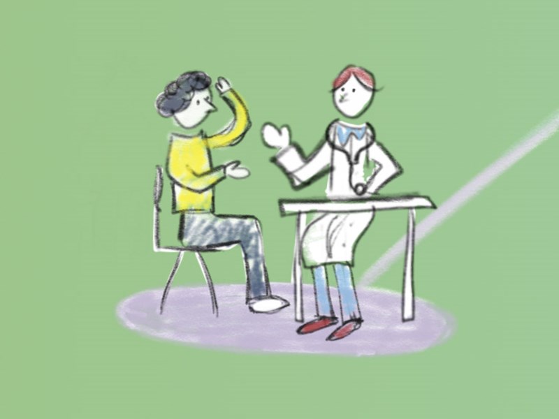 patiënt en arts in gesprek